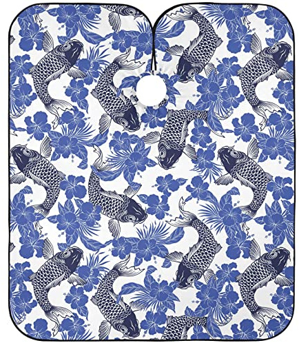 Capa De Peluquería Carpa De Flower De Hibisco Capa De Corte De Pelo Ajustable Impermeable Delantal De Peluquero, Para El Cabello, Hombres, Niños, 140x168cm