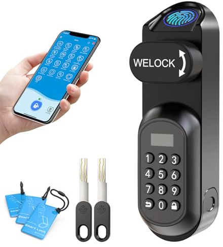 WELOCK U81 - Serratura elettronica per porta, codice con scheda RFID, app, WiFi, impronte digitali, IP65, cilindro di chiusura intelligente per porte da 60 a 115 mm, Smart Lock