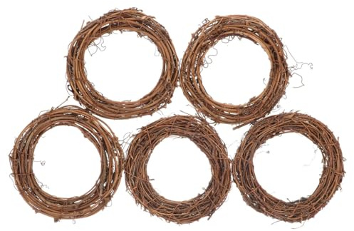 Operitacx 5 stycken naturliga vinranskransar 10,18 cm rottingkrans, vingrenskrans, för gör-det-själv-hantverk, juldekoration, bröllop och fest
