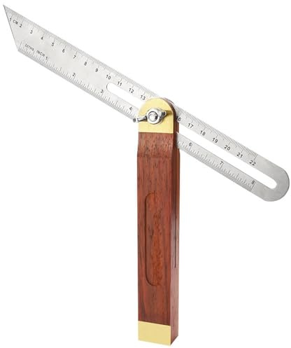 Anhoer Adjustable Carpentry Square Bevel Gauge 9 Inch T Bevel Blade Ruler with Hardwood Handle Angle Measurement Tool for Craftsman Carpenter Architect Woodworking