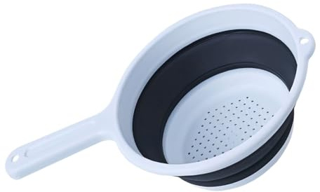 Zpeiran Colador Plegable de Silicona con Mango,Colador de Cocina para Pasta Frutas y Verduras,Escurridor Plegable y Ahorrador de Espacio,Filtro de Drenaje Fácil de Limpiar y Almacenar