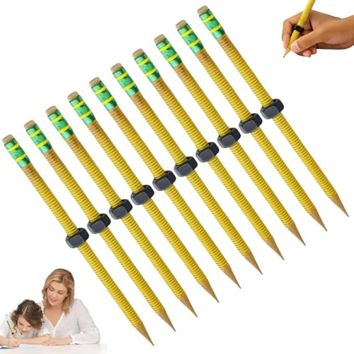 SMELEYOU Confezione da 10 matite sensoriali Fidget Strumento di scrittura per alleviare l'ansia con dado rotante per bambini Adulti Giallo