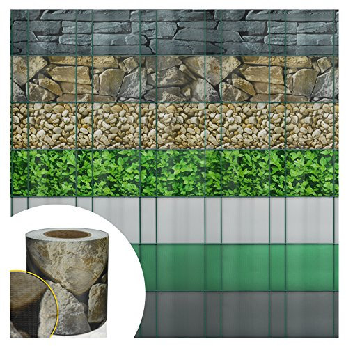 casa pura lames de brise-vue en PVC - Bandelettes occultantes - Pare-vue balcon idéal pour protéger l'intimité et contre le vent - Résistant aux UV et intempéries (Effet pierre, H19 cm x L35 m)