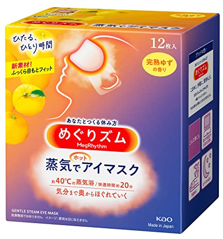 Kao MEGURISM Health Care Steam Warm Eye Mask Made in Japan, Yuzu maturo, 12 fogli