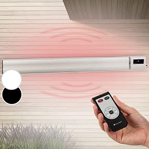 Blumfeldt Cosmic Beam Plus - Stufa a Infrarossi Riscaldante per Terrazza, Protezione IP24, Telecomando, Eco Mode, 3000W, Bianco