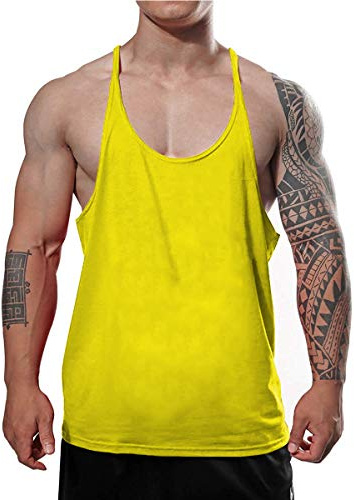 Mens Gym Stringer Singlet Stretchy Bodybuilding träningströja Ren bomull Storlek L