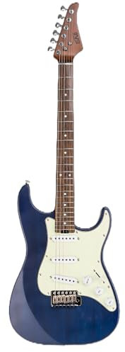 EART Solide E-Gitarre SSS Single Coil Pickups, 6-saitige Rechtshänder Palisandergriffbrett in Blau für Pop, Blues, Light Rock