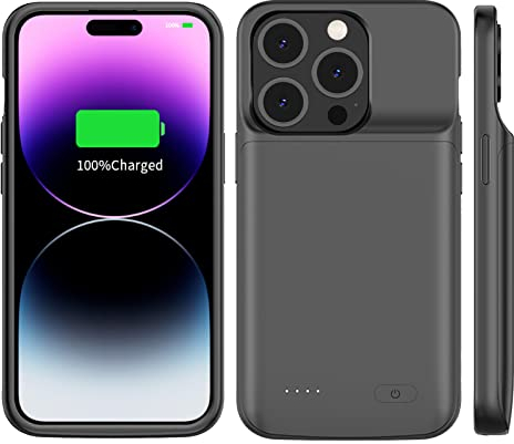 YISHDA Battery Case für iPhone 14 Pro Max, 8500mAh Ultra-Slim Portable Charger Case Rechargeable Battery Pack Charging Case Compatible with 14pro max (6.7 Inch)-Black...
