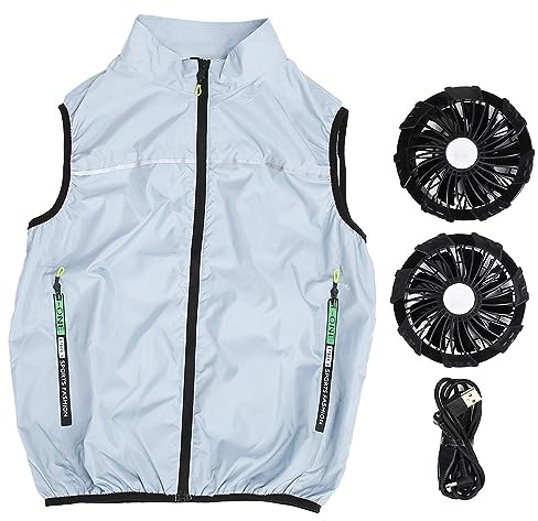Gilet de Refroidissement pour Homme et Femme, Comprend 2 Ventilateurs Portables 3 Modes de Vitesse, Vêtements de Climatisation avec Poches pour Temps Chaud, Extérieur, Voyage, Travail, été.(2XL)