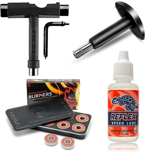 Spitfire Burner Bearings 8 Pack w/Reflex Speed Lube, Bearing Press/Puller & Unit Skateboard Tool