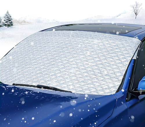 HXUING 145 x 95 cm Copertura Parabrezza Auto Inverno, Copri Parabrezza per Auto Protezione Parabrezza Antighiaccio, Contro Neve, Ghiaccio, Gelo, Anti UV per Adatta Maggior Parte di Auto
