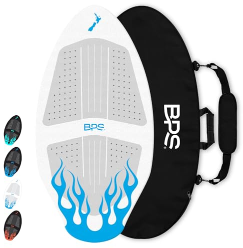 BPS 'Flame' Skimboard (40 Inch, White/Blue) with RPET Bag