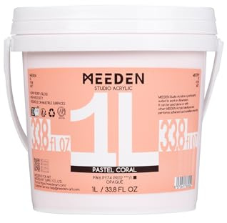 MEEDEN akrylfärger Pastel Coral 1L: Kraftig kroppsglans akrylfärg för canvas, trävägg, Stor akrylfärg - Vattentät och giftfri samt snabbtorkande - Pastel Coral