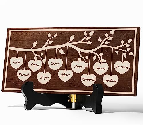 Bemaystar - Arbol de la Vida Personalizado, Regalos para Madres, Nombres de Madera Personalizados,Genealogía, Los Mejores Decoracion Hogar Regalos-36x18-11