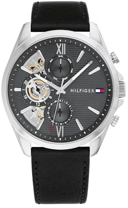 Tommy Hilfiger Montre Analogique Multifunction à Quartz pour Homme avec Bracelet milanais en Acier Inoxydable et en Piel