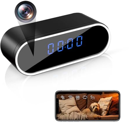 RUMUCF WiFi Clock Mini Camera 1080P HD Spy Video Recorder Indoor Security Camera Night Vision Motion Detection Covert Nanny Cam Wireless Small Hidden Camera for Home