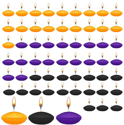 HA BIN 60 stycken simljus, 3,8 cm flytljus, för bröllop, romantiska nätter, möhippa, dekorationer (lila, svart, orange)