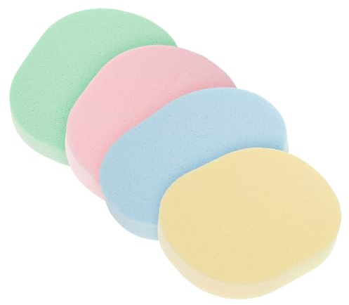 Gogogmee 4pezzi Spugne Pulizia Viso Ovali Esfolianti Riutilizzabili Per Rimuovere Trucco e Impurità Morbide e Portatili Per Lavaggio Quotidiano e Detergente Profondo
