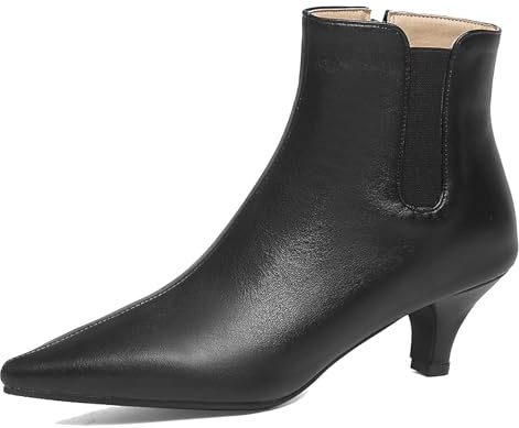 Klarmar Kitten Botas Cortas Mujer Fiesta Puntiagudo Boda Moda Vestido Botines Cremallera Elegante Fiesta Negro Talla 43 EU/45