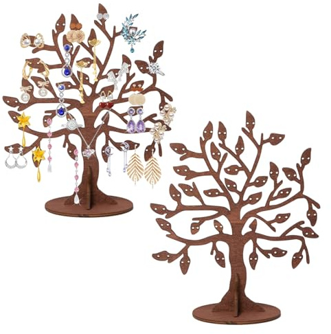 Bofanze 2 Pezzi Porta Collane da Appendere Albero Espositore per Orecchini Porta Orecchini Organizer in Legno Espositore Portagioielli Portagioie Ramoscelli per Orecchini, Collane e Bracciali