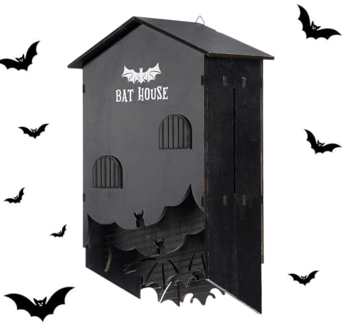 Bat Box tre kammare skydd väggmontering | Väggträ slagträ bo för utomhus bakgårdar trädgårdsträd