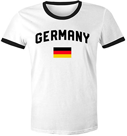 MoonWorks® Herren Deutschland Fan-Shirt T-Shirt Fußball WM EM Retro Fan-Trikot Germany Germany weiß-schwarz XL