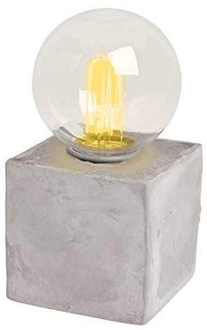 HAB & GUT -L235- LED Betonlampe Retro-Glühbirnen-Optik mit Betonsockel Deko-Lampe mit Timer Vintage batteriebetrieben