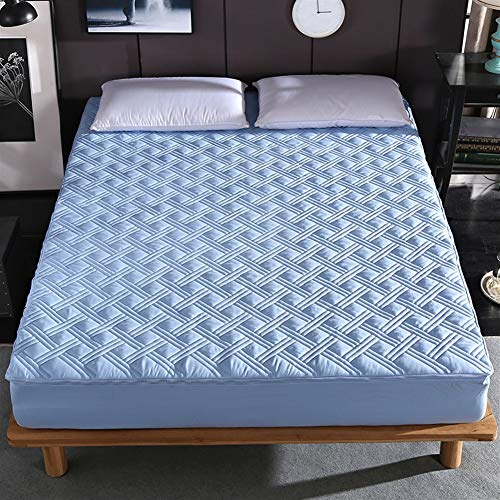 LIVEINU 360 Grad Rundumschutz Matratzenschoner mit Zweiseitigem Reißverschluss Gesteppt Anti-Allergisch Unterbetten Maschinenwaschbar Matratzenauflage Matratzenschutz Blau 180x200x20cm
