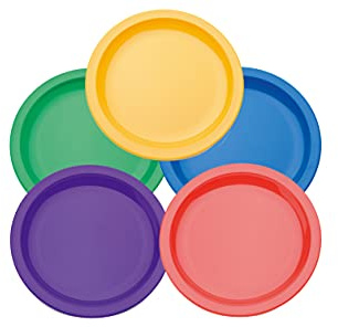 Harfield Rainbow Multicoloured 17cm Plate Set of 5 Reusable Virtually Unbreakable Polycarbonate Plastic Plates