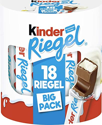 Ferrero Kinder Riegel Schokoriegel mit sehr feinem Milchherz umhüllt von Vollmilchschokolade (18 x 21g) 1 Packung mit je 18 Einzelriegeln