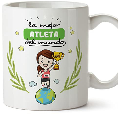 MUGFFINS Tazas para ATLETA mujer - En Español - Mejor del mundo - 11 oz / 330 ml - Regalo original y divertido
