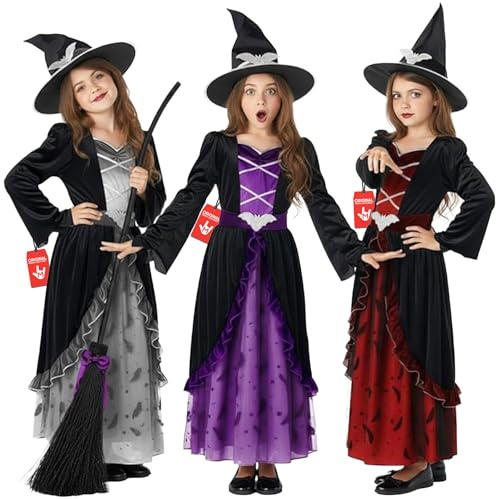 Morph Deguisement Sorciere Enfant, Costume Sorciere Halloween, 10-12 Ans