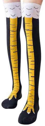 Chaussettes Drole,Jambes de Poulet Chaussette Rigolotes,Chaudes Amusantes Costume Chicken Leg Socks,Chaussettes Montantes Femmes Chaussettes Dessin Animé pour Les Fêtes Costumées Fêtes D'Anniversaire