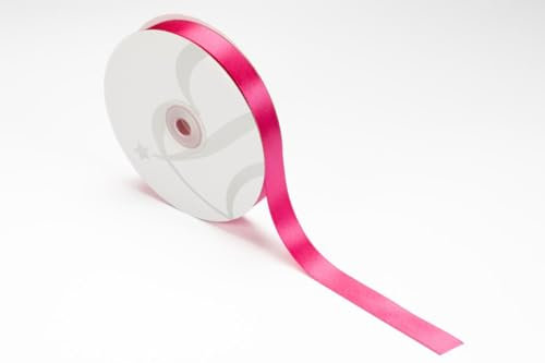 Nastro Doppio Raso 15mm X 50 Metri per Artigianato, Natale, Decorazioni, Adatto Per confezionare Regali, Feste di Compleanno, Matrimoni, Bomboniere (Fucsia)