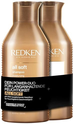 Redken Pflegeset für trockenes und brüchiges Haar, Belebt und hydratisiert, Mit Omega-6 und Argan-Öl, All Soft Shampoo 500 ml & Conditioner 500 ml