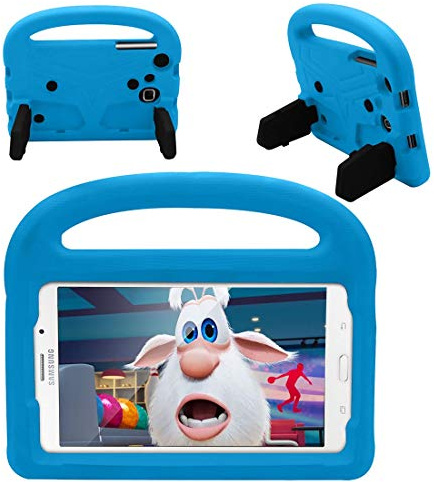 Resa med surfplatta Tablet Väska For Samsung Galaxy T230 / T235 Silikonväska For barn, For ShocktoFous Lightweight Dropproof Stand Case, med handtag och kickstand(Blu)