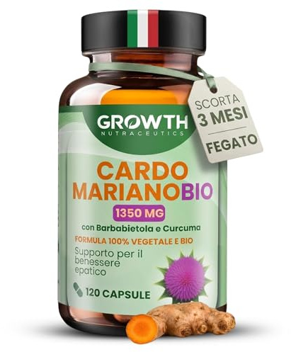 Cardo Mariano Biologico - con Curcuma e Barbabietola BIO | Integratore Alimentare con Silimarina e Betaina – Estratti Vegetali Biologici – Capsule Vegetali, Senza Glutine – 120 Cps – Made in Italy