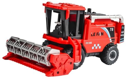QUXVUIS Giocattolo mietitrebbia, camion da trasporto con falciatrice simulata, regalo di compleanno per bambini, Rosso, 20x13.5x10.5 cm