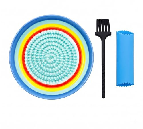 Plato de Ajo 4,5 pulgadas Plato Rallador Cerámico Garlic Grater Plate con Cepillo y Pelador para Limones y Especias Utensilio Artesanal Hogar y Uso Doméstico