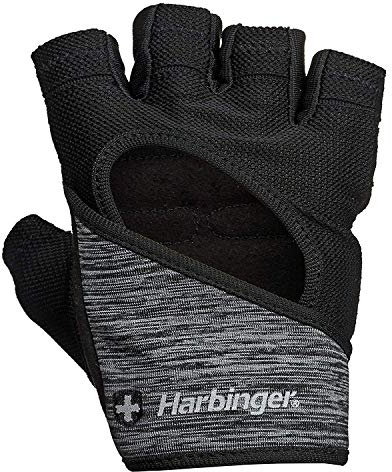 Harbinger FlexFit Fitness Handschuh Damen, Gewichtheber Handschuhe, Waschmaschinengeeignet, Schwarz/Heidekraut, L