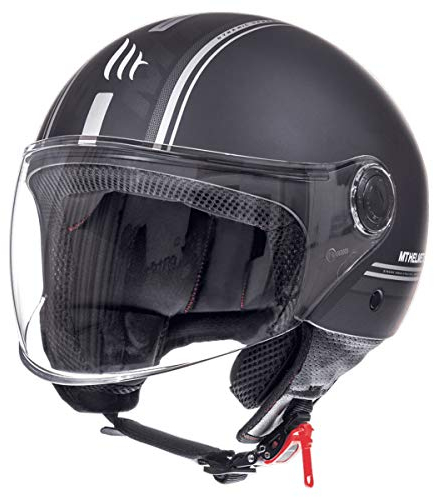 MT Helmets MT Helm Street Entire Mattschwarz Größe XS | Klares Visier | Rollerhelme | Ratsche | Kunststoff | geeignet für Mofa, Moped, Motorrad, Roller