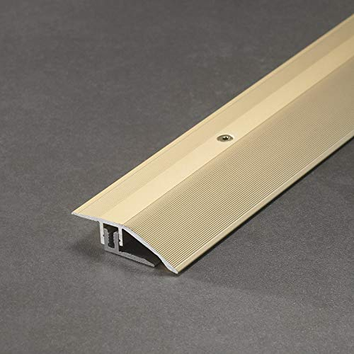 HORI® Bodenprofil Übergangsprofil I Aluminium-Bodenleiste in Silber, Champagne und Edelstahl I passend für Vinyl, Laminat, Parkett I Anpassungsprofil Bodenbelagstärke: 0-15 mm I Alu Champagne Alu