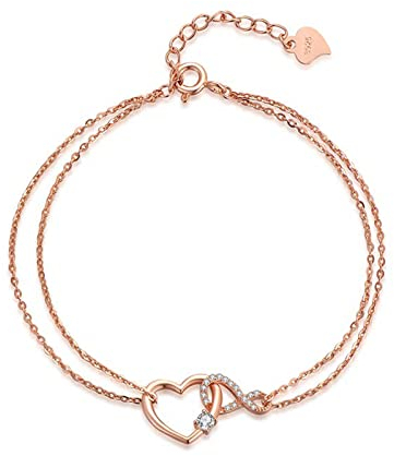 immobird Rosegold Armband Damen mit Unendlichkeit Herz Anhängern Armband für Frauen Armkette Muttertagsgeschenk