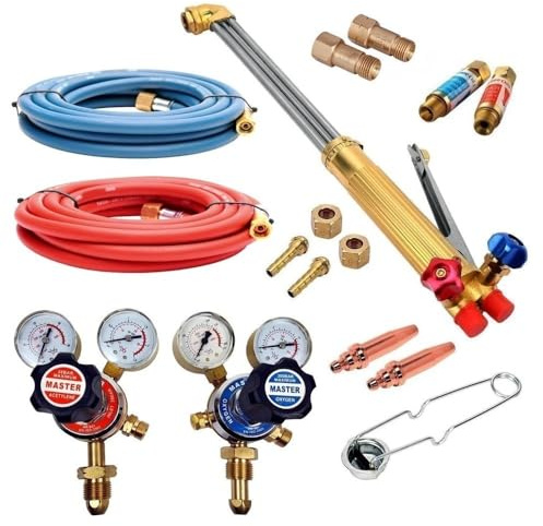 OXY Acetylene Gas Cutting Torch KIT Oxygen Flame Cutter Hose Regulator KIT