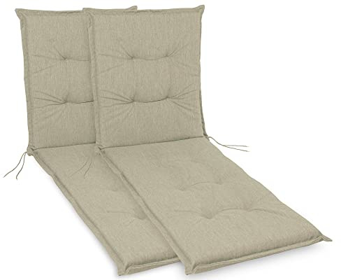 sunnypillow 2 Cuscini per Lettino 190 × 60 – Materassino per Sdraio da Giardino, Spesso 9 cm – Outdoor, Impermeabile, Resistente ai Raggi UV – Cuscino per Lettino Prendisole e Sedia a Sdraio – Cremoso