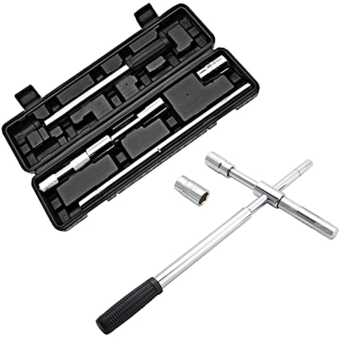 Universell VerläNgerter Lug SchraubenschlüSsel, Reifenmutter SchlüSsel Satz Mit 17/19mm 21/23mm Standard StecknüSsen, Rutschfest, Langlebig, Einziehbar, FüR Auto/Van/Lkw Ersatzreifen Pannennotfall