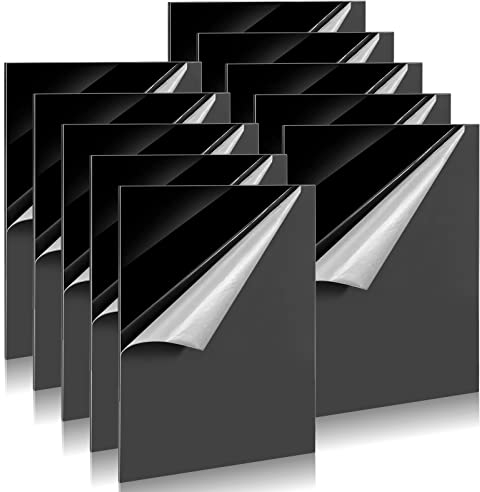 10 Plaques Acryliques Noires 21 x 29.7 cm, Épaisseur 1.7 mm, Feuilles en Acrylique avec Film Protecteur pour Cadres Photo, Projets DIY, Peinture et Présentations