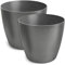 TULMERO Blumentopf matt, Pflanzkübel aus Übertopf Kunststoff Dekorativer Topf für, groß und klein Pflanzen, 2er-Set blumenkübel, blumenkübel kräutertopf, (2 Pack) Graphit, ø 12 cm