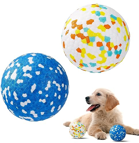 YSQEVN Hunde Ball Unzerstörbar Gummi Hundeball Hohe Dehnbar Interaktives Hundespielzeug Bälle Schwimmender Training Wasserspielzeug für kleine mittlere große Hunde 2 Stück