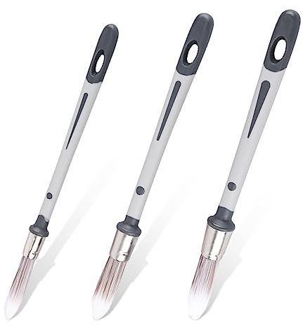 Savita 3pcs Petit Pinceau Vernis, 1,2/1,5/1,9cm, Pinceau de Finition Idéal pour Les Plinthes et la Peinture de Retouche